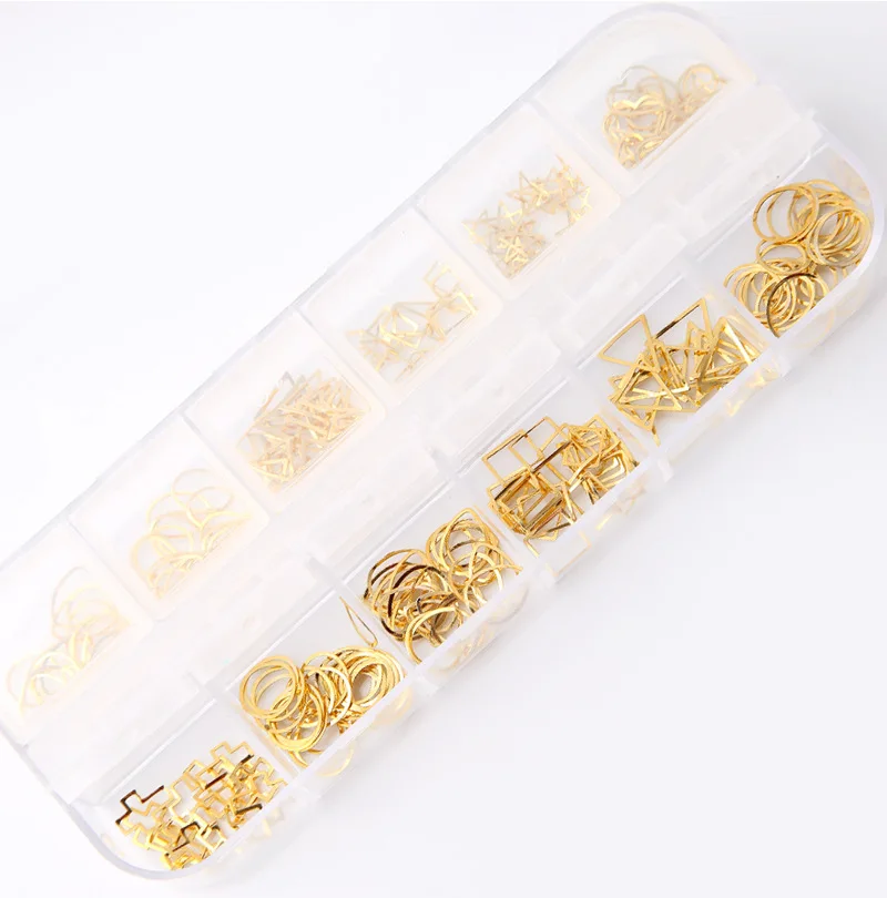 Kalvaro Nail DIY 3D украшения для дизайна ногтей Золото Серебро Аксессуары для маникюра пирсинг Золотое металлическое кольцо наклейки для ногтей 12 сеток/коробка для ногтей