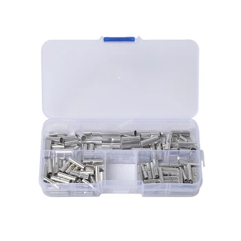 

150pcs 22-18 16-14 12-10 AWG Gauge Non-Insulated Butt Connectors Uninsulated Wire Ferrule Cable Crimp Terminal Kit