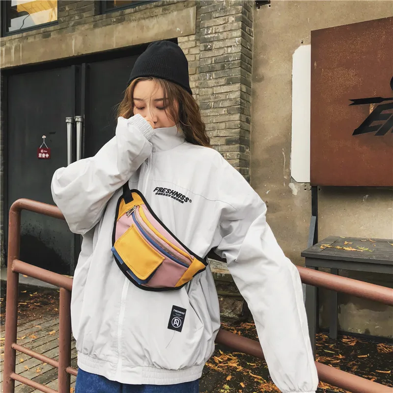 

Tide Ride INS Brush Street Men And Women Wallet Contrast Color Hong Department of Chest Bag Women's Fixed Gear Skateboard Disco