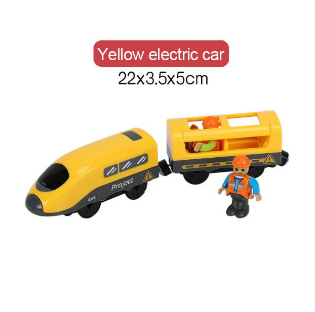 yellow Новая игрушка со звуком Электрический магнитный поезд совместим с BRIO деревянный трек четырехцветный Электрический поезд детский трек игрушка - Цвет: yellow