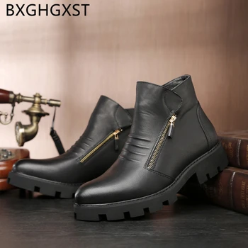 

Winter Mens Dress Boots Designer Shoes Men High Quality Snow Boots 2020 Ankle Shoes Black Men Boots Genuine Leather Luxury Brand
