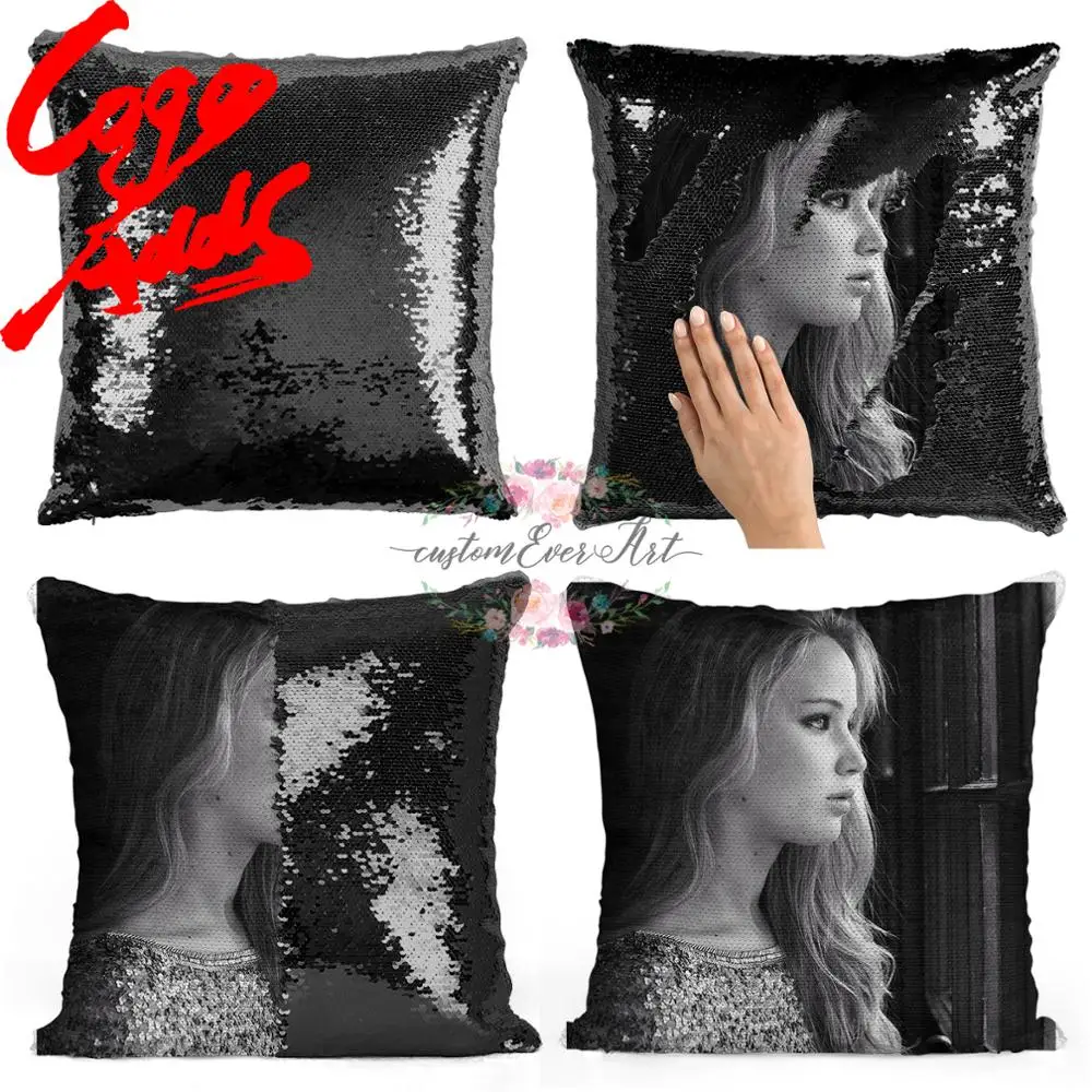 

Jennifer Lawrence sequin pillow | sequin Pillowcase | Two color pillow | gift for her | gift for him | pillow | magic pillow