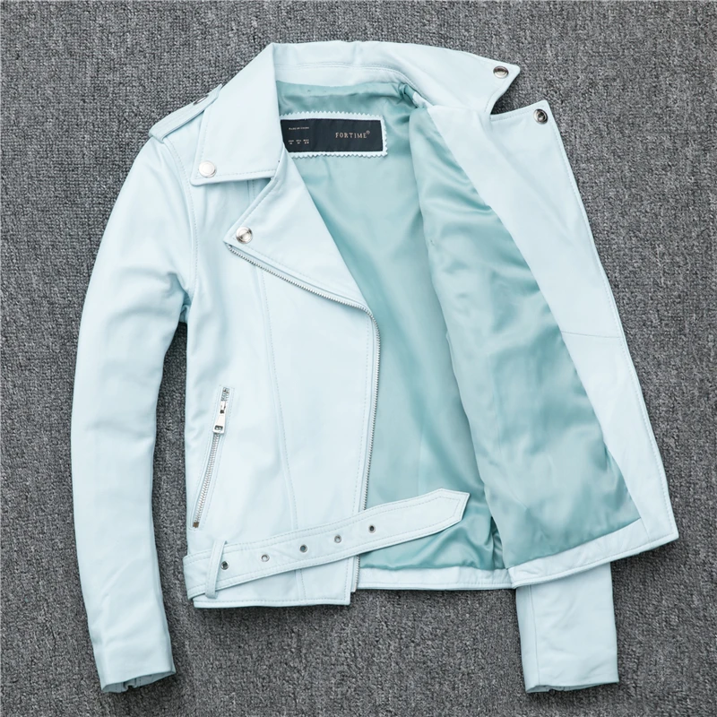 

Genuine Sheepskin Motorcycle Women Spring Autumn Slim Leather Jacket for Womens Clothes 2020 YY962