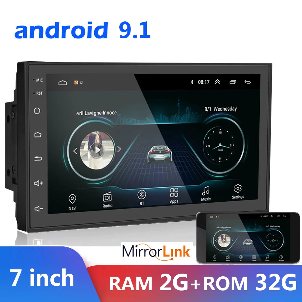 

2 Din Android 9.1 Car Radio GPS Navigation Multimedia Stereo Player 2Din 7" Bluetooth FM WIFI Auto Radio Support Wifi Camera