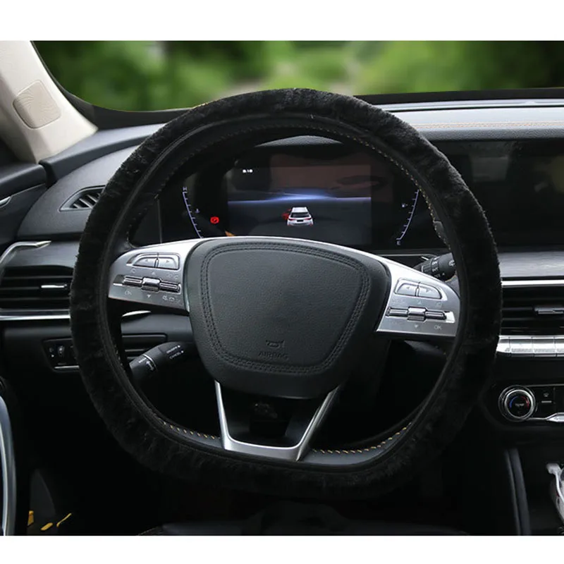 

Kayme Car Steering Wheel Cover for Winter, Universal Soft Plush Steering Wheel Cover Warm Driver's Hands, Fits 35-45cm Diameter