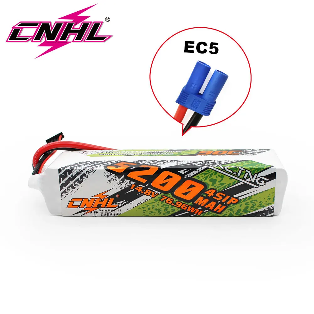 

CNHL 4S 14.8V Lipo Battery 5200mAh 90C Soft Pack With EC5 Plug For RC Car Boat Airplane Helicopter Speedrun Truck Buggy Truggy