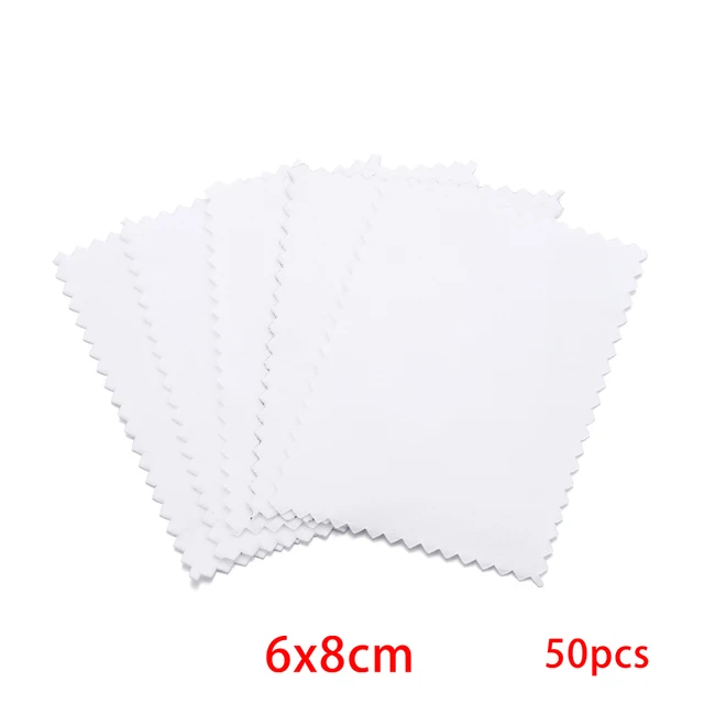10-50pcs Polish Polishing Cloth Silver Color Cleaning  Polishing Cloth Soft Clean Wipe Wiping Cloth For Silver Gold Jewelry Tool White 6x8 50Pcs