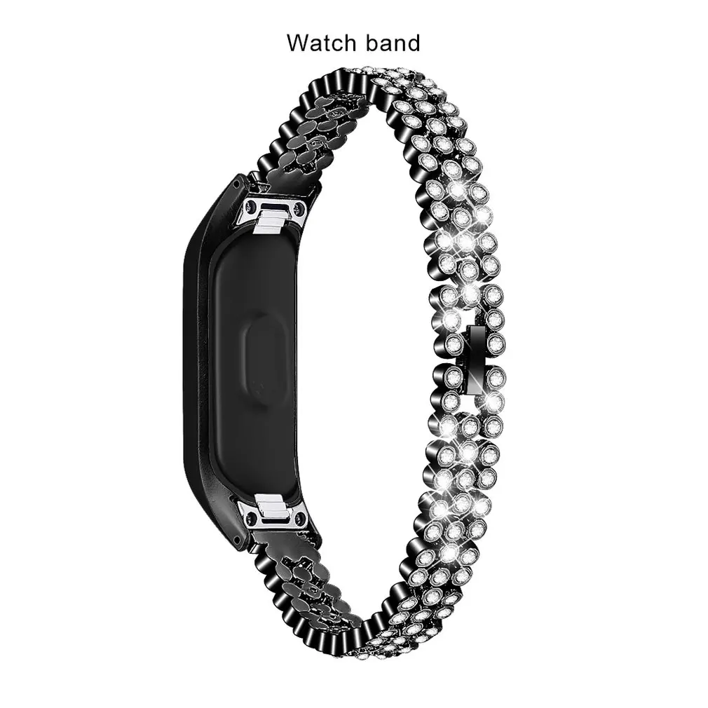 

Stainless Steel Rhinestone Watch Band Luxury Strap Shiny Diamond Wristband for Samsung Galaxy Fit SM-R370 Smart Band