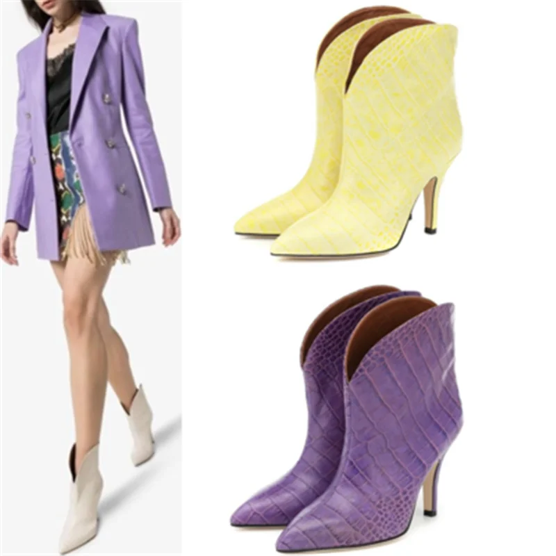 

Siddons Deep V Design Ankle Boots For Women Pointed Toe Snake Prints Stilettos High Heels Ladies Party Shoes Woman Martin Boots