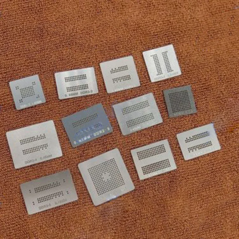 

12pcs Direct Heat BGA Reballing Stencil for Memory RAM stencils DDR1 DDR2 DDR3 DDR4 DDR5 R2-3 DDR3-6 DDR3-5 tools high quality