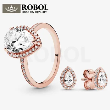 

High-quality Boutique S925 Sterling Silver Ring White Zircon Drop Gold-plated Color, Dazzling and Eye-catching Free Shipping