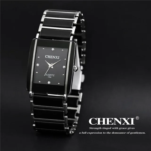 Casual Women Watch Classic Black Ceramics Wristwatch Rhinestone Couple Quartz Watch Woman Man Gift Clock Lover Relogio Feminino Men Black