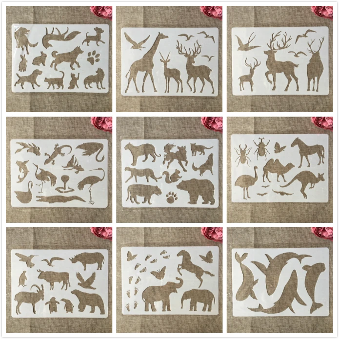 A4 29cm Bear Deer Giraffe Wild Animals DIY Layering Stencils Painting Scrapbook Coloring Embossing Album Decorative Template