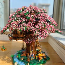 MOC Ideas Series Forest Sakura Tree House Model Building Blocks Bricks Sets Compatible 21318 DIY Assembly Toy Kids Birthday Gift