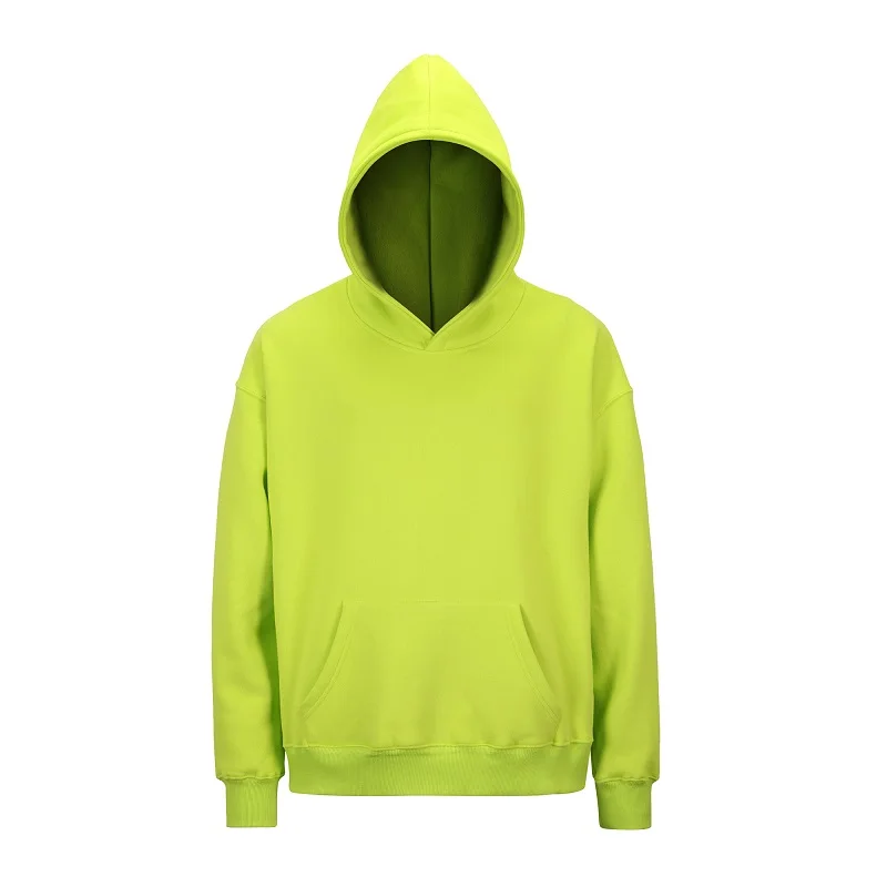 Зимняя Толстовка в стиле хип-хоп с карманами спереди, неоновый зеленый цвет, уличная толстовка, топ для мужчин и женщин, унисекс, пуловеры - Цвет: Neon Green