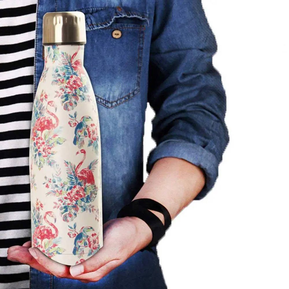500ml Insulated Water Bottle Printing Pattern Stainless Steel Double Walled Travel Water Bottle Portable Leakproof Thermo Bottle