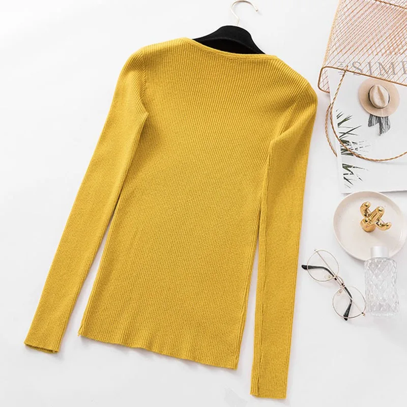 Women V-Neck Pullover and Sweater Women Knitted Long Sleeves Sweater Warm Female Jumper NS