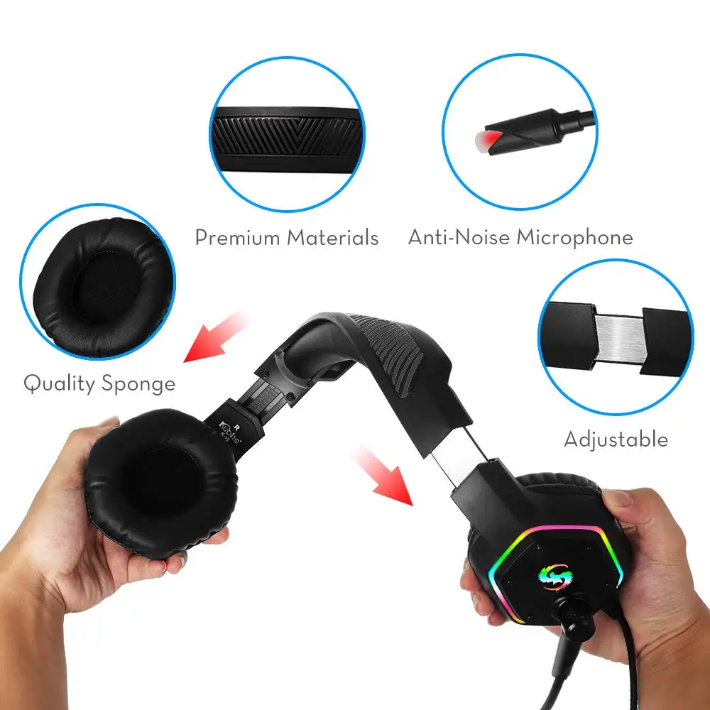Professional Led Light Gaming Headset RGB light 7 1 channel Deep Bass Wired PS4 Gaming Headphone Adjustable Headset for Computer