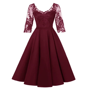 

New Pleated Backless Lace Dress Women Plus Size Sexy V-Neck Party Dress Elegant Night Ball Gown