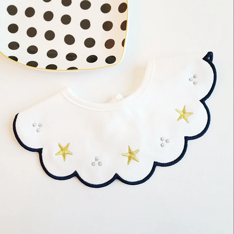 Ins Newborn Baby Cotton Bibs Saliva Towel Fashion Fake Collar Bib Embroidery Drooling Towel Baby Accessories (5)