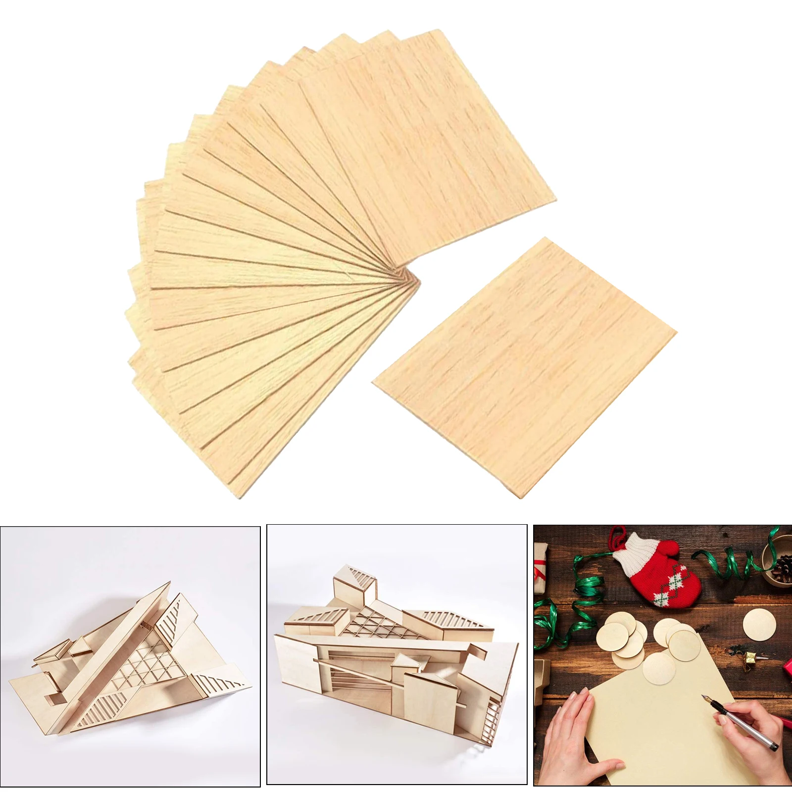 15Pcs Wooden Square MDF Plaque Unfinished Blank for DIY Pyrography Woodworking