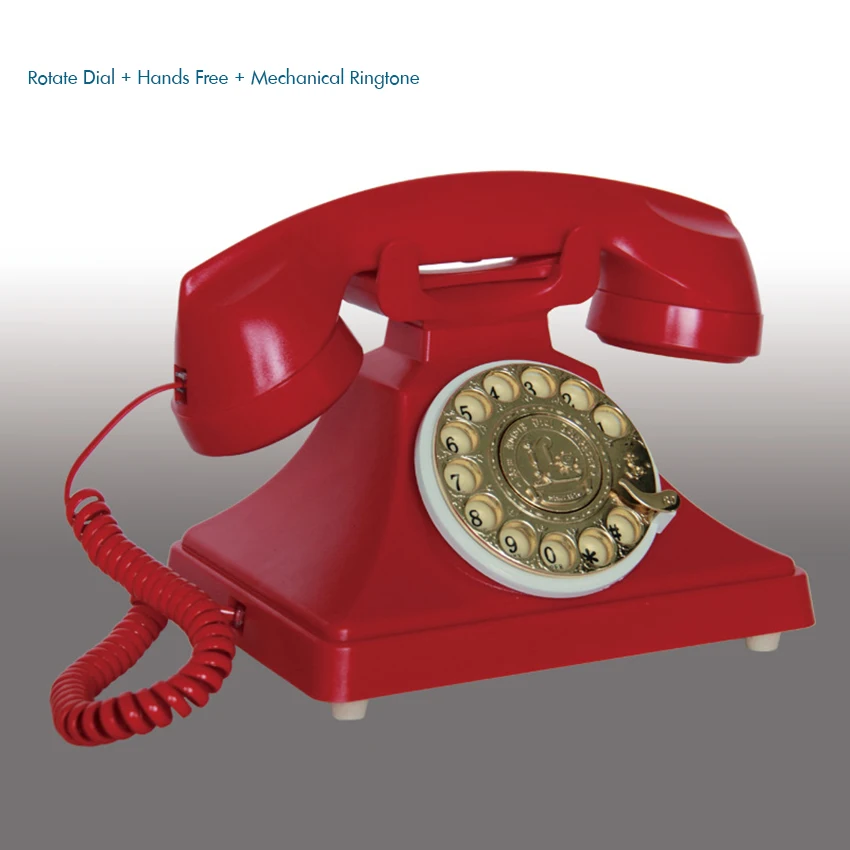 Телефон с поворотным циферблатом, ретро стационарные телефоны с классическим металлическим колокольчиком, проводной телефон с динамиком и определителем Номера для домашнего офиса - Цвет: G