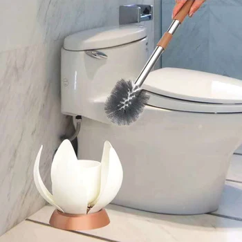 

WC Cleaning Bursh Silicone Toilet Brush Bristle Wall-mounted Bathroom Toilet Brush Holder Set Clean Tool Durable ThermoPlastic