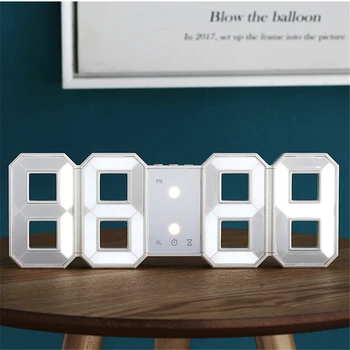 

Mute Creative Electronic Led Personality Living Room Study Bedroom Home Clock, Table Clock Calendar Timing Alarm Hygrometer
