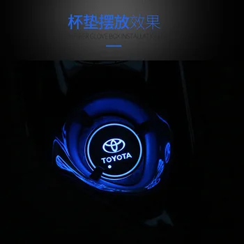 

1pc Car Styling Smart LED Car Luminous Light Anti Slip Coaster pad For Toyota CROWN COROLLA REIZ TRD Racing LOGO Car Accessories
