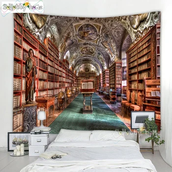 

Mysterious Bookshelf Stone Fireplace Wall Tapestries Library Witchcraft Wall Hanging Tapestry Mandala Indian Bedroom Dorm Decor