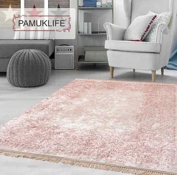 

Pamuklife Artificial Leather Based Non Slip Base Carpet Climate Pink Modern Super Soft Carpet Washable Daily Fashion Style