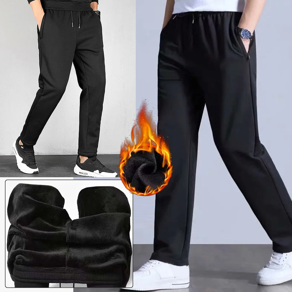 Men's Winter Warm Thermal Trousers Casual Athletic Fleece Lined Thick Pants Jogging Pants Men Sport Sweatpants Running Hot
