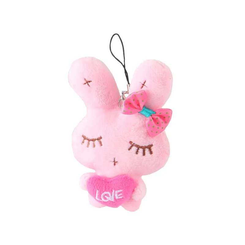 Cute Love Heart Rabbit Plush Keychain Toys White Pink Blue Bunny Rabbits Peluche Dolls Key Bag Pendants Wedding Party Gift 10pcs  (3)