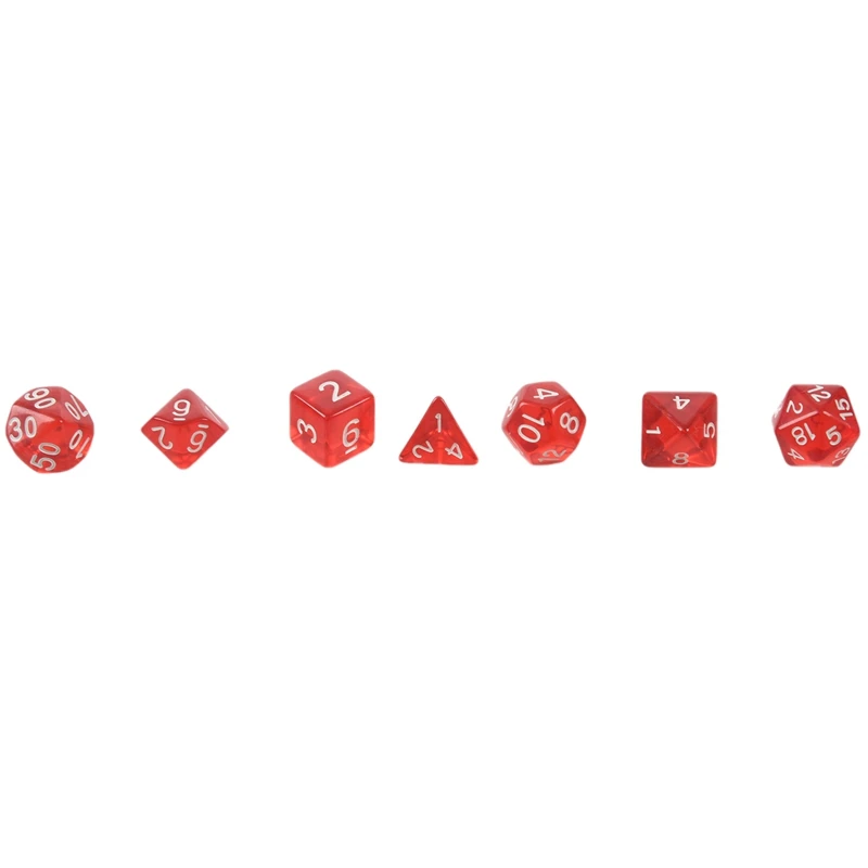 7-Dice Sided D4 D6 D8 D10 D12 D20 MTG Magic the Gathering D Transparent Red