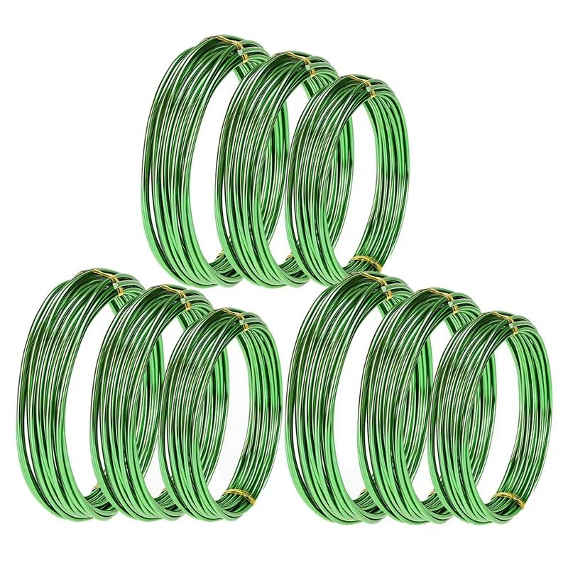

9 Rolls Bonsai Wires Anodized Aluminum Bonsai Training Wire with 3 Sizes (1.0 Mm,1.5 Mm,2.0 Mm),Total 147 Feet (Green)