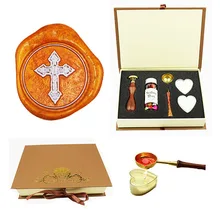 Восковая печать в виде Креста Иисуса, печать в винтажном стиле, индивидуальный дизайн, натуральный палисандр, ручка, уплотнительный воск, комплект печатей, подарок