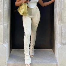 Harajuku Solid Leggings For Women Pit Strip Elasticity Casual Hight Waist Pencil Pants 2021 Stylish Trousers Streetwear Outfits