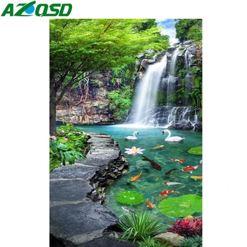 

AZQSD Diamond Painting 5d Waterfall Full Square/Round Drill Diamond Embroidery Scenery Picture Of Rhinestones Home Decor