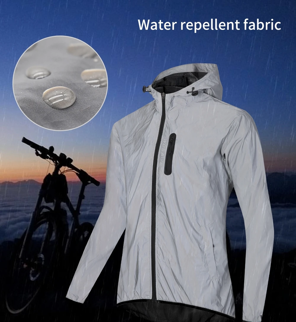 WOSAWE Chaqueta reflectante para hombre, chaqueta de bomber brillante de  noche, MTB Ciclismo, rompevientos, viajes, abrigo deportivo