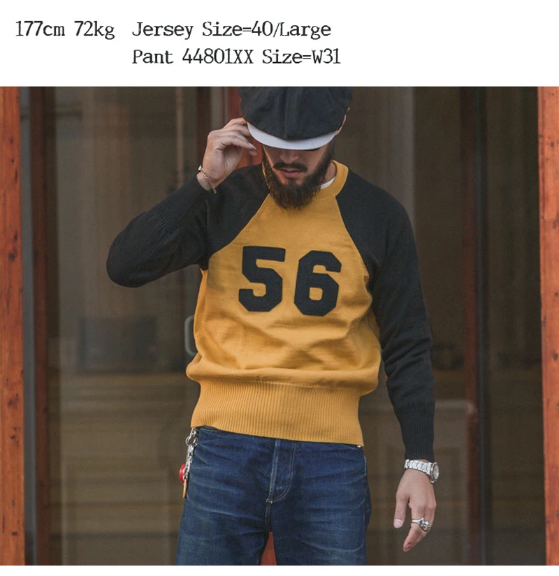 Bronson NO.56 гоночный вязаный свитер Для Мужчин's прочный мотоцикл Two Tone джемпер с рукавами-реглан