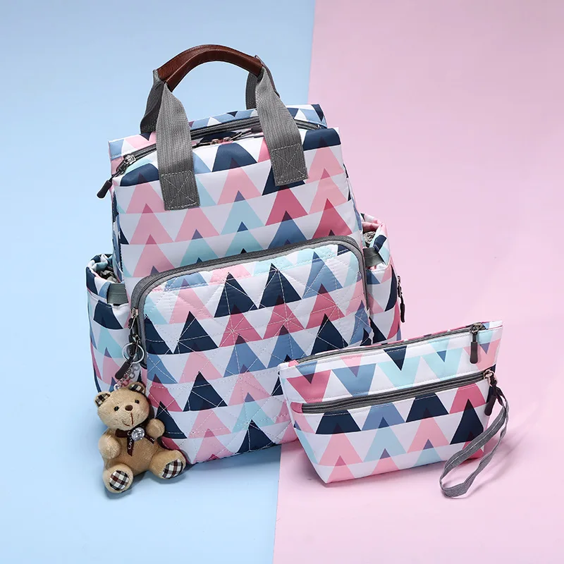 

Set Diaper Bag Multi-functional Hand Shoulder Mommy Bag Three-piece Set Mom And Baby Pregnant Women Maternity Package Bag
