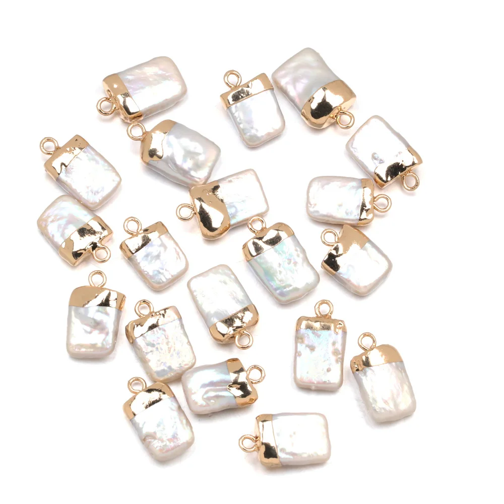 

2019 New Natural Freshwater Pearl Pendants Square Shape Charms Pendants for Jewelry Making Supplies DIY Accessories 10x18mm