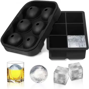 

Ice Cube Trays Silicone Sphere Ice Ball Maker with Lid Large Square Ice Cube Molds for Whiskey Cocktails & Bourbon DIY Tool
