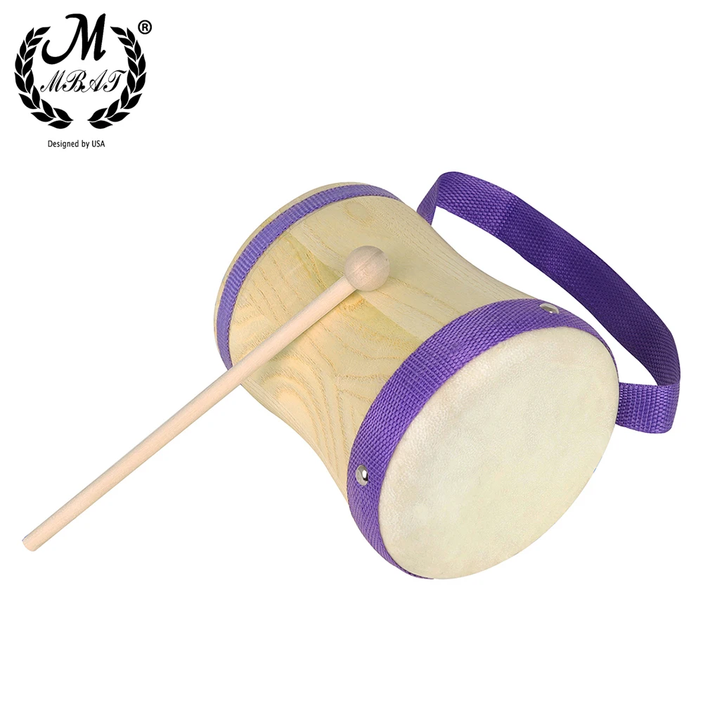 M MBAT Orff Tambourine Wooden Handheld Drum Indian Drum Children's Educational Early Learning Toys Percussion Instruments