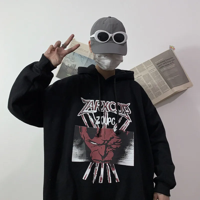 Lychee Harajuku повседневные женские флисовые толстовки Топы Devil Женские флисовые толстовки с капюшоном осенние зимние женские флисовые пуловеры Свободные