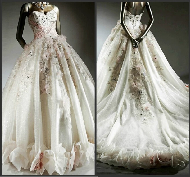 Casamento милое vestido de noiva модное сексуальное кружевное бальное свадебное платье с цветами и кристаллами свадебное платье