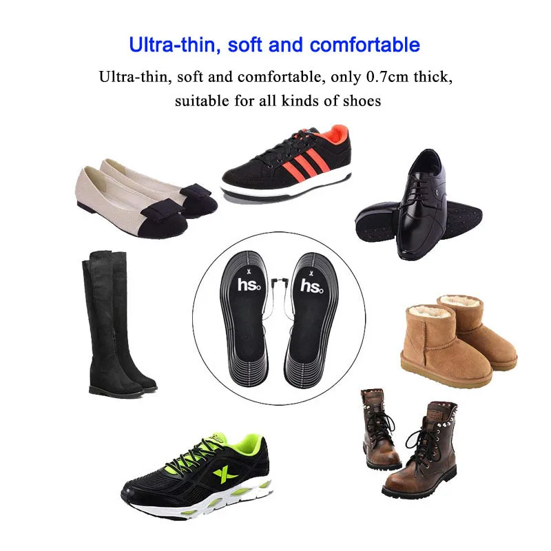 1 пара, электрические USB стельки с подогревом, зимняя домашняя теплая обувь 40-45 ℃, теплые стельки для ног, теплые стельки для спорта на открытом воздухе, лыж