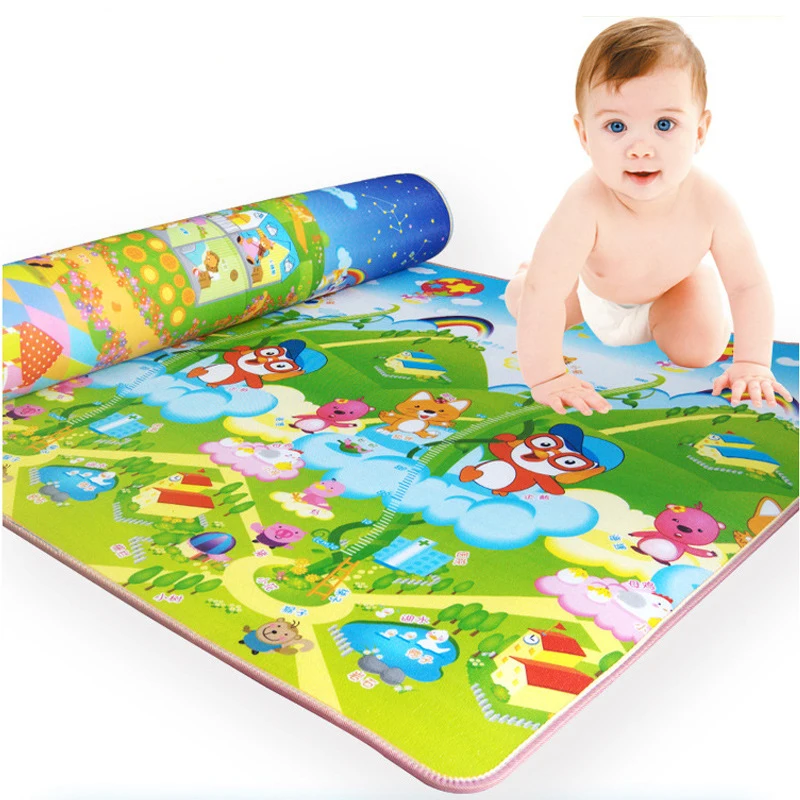 

Baby Crawling Play Mat 200*180*0.5cm Double Surface Educational Alphabet Animal Rug Children Waterproof Carpet Developing Pad #S