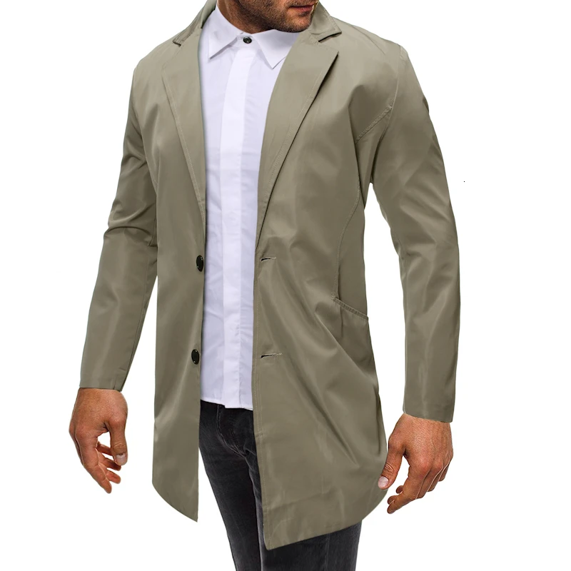 New Men's Long Trench Coat Male Autumn Winter Long Overcoat outerwear Men Solid Color Jackets Coat S-2XL