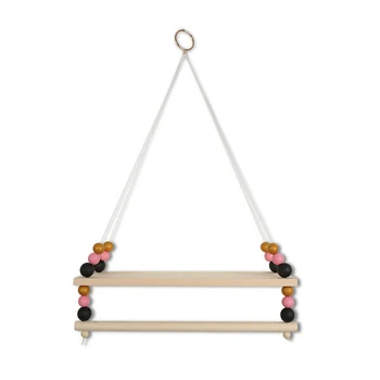 

Bedroom Wall Hanging Beads Pendant Wooden Board Flower Pot Storage Shelf Rack Photo Props Kid Room Home Decoration